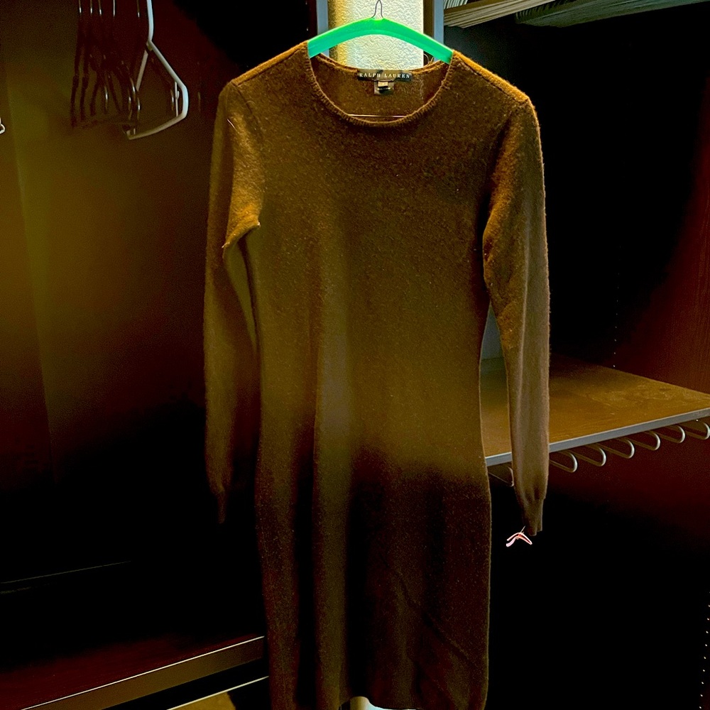 Brown cashmere Ralph Lauren sweater dress